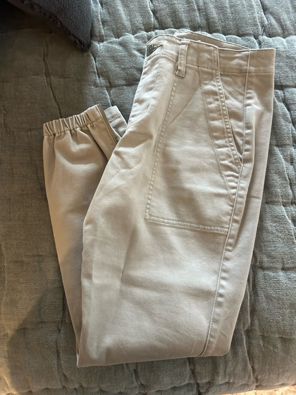 CAbi Women’s Drawstring Jogger style Chinos in Stone Beige
